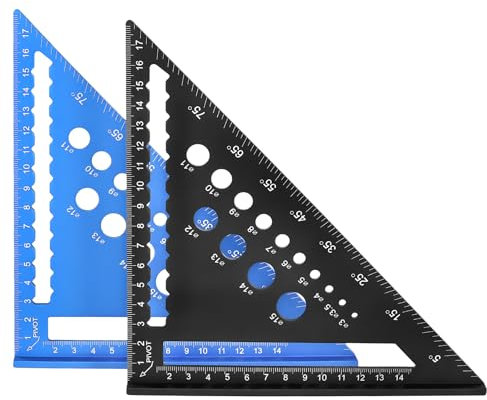 UNGFEI 2 Pack 7 inch Metric Triangle Ruler Square, 180mm Woodworking Square Measurement Tool, Multifunctional Aluminium Alloy Square Tool Triangle Ruler Layout Measuring Tool For Engineer Carpentry
