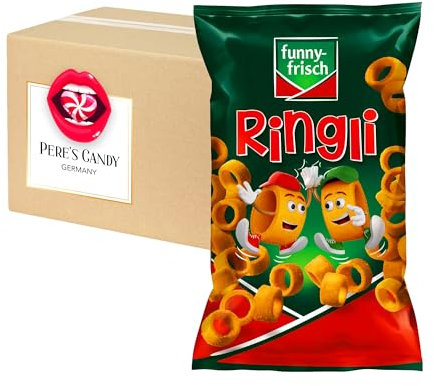 Pere's Candy Bundle für 12 x 35 g Funny-Frisch Ringli Paprika Würzig-knackiger Knabbersnack + Pere's Candy Notepad DIN A7-25 Blatt