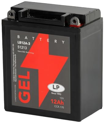 LANDPORT Batterie 12V 12Ah LB12A-3 Gel kompatibel für Aprilia Atlantic, Leonardo, Scarabeo, BMW F 650 GS CS ST, Honda CB 1100R, Peugeot Elystarm Geopolis