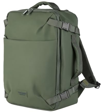 Tucano, Tugò Dry Zaino da Viaggio Impermeabile e Bagaglio a Mano 30x40x18 cm, Zaino Porta PC per Laptop 15.6 e MacBook 16, Zaino Cabina Aereo con Tasche Multiple e Scomparto Laptop, Verde