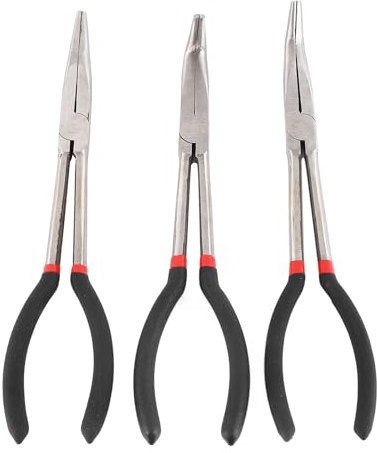 Baxnore 3PCS Pinze ad ago, Pinze a becchi lunghi in plastica resistente all'usura, Pinze a becchi lunghi, Pinze a becchi piegati per elettricità meccanica