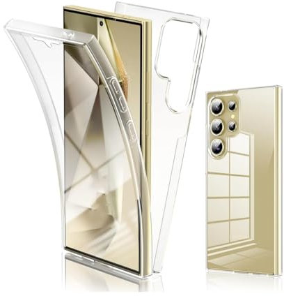 LIUKM Hülle für Samsung Galaxy S25 Ultra, Klar Case Silikon Eingebauter Displayschutz, Stoßfester 360 Grad Ganzkörper Hartschale Komplett Schutzhülle beidseitig Handyhülle - Transparente