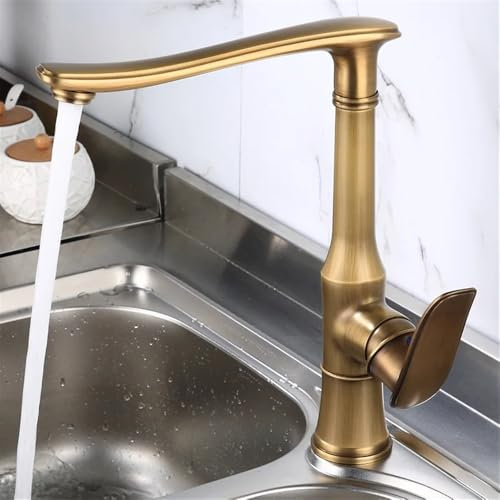 JQQJZLC Kronleuchter Küchenarmatur Messing Küchenspüle Wasserhahn Mixer, Deckmontage Vintage 360 ​​° drehbarer Küchenwasserhahn Küchenarmatur (ORB) Kronleuchter