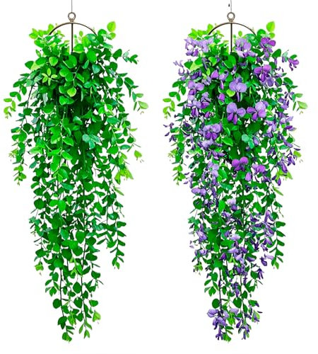 2 PiezasPlantas Artificiales Colgantes,75cm Plantas Artificiales Decorativas,Adecuado para Dormitorio Balcón Comedor