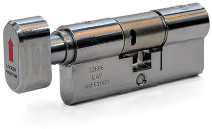 UAP Kinetica+ K4 3* Kitemarked Key & Turn Euro Cylinder Door Lock - Unparalleled Home Security & Safety System - with Bio Key, 6-Pin, Anti-Bump, Anti-Drill (100mm 45T-10-45 (50T/50) (Polished Chrome)