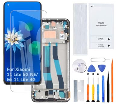 H&LYCYJ Pantalla LCD para Xiaomi 11 Lite 5G NE/Mi 11 Lite 4G TFT 2109119DG 2107119DC 2109119DI LCD Kit de montaje (negro con marco)
