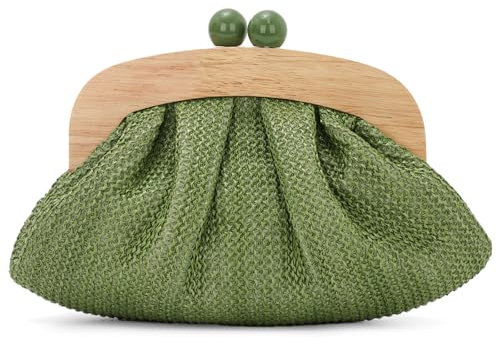 Ynport Crefreak Bolso de Mano de paja Tejida para Mujer - Elegante Bolso de Noche de Ganchillo, Bolso Bandolera de Playa de Verano para Bodas y Fiestas