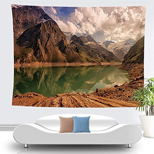 Wandteppich Beige Braun Berg Wandtuch Polyester Stoff Wand Deko Schlafzimmer Wohnzimmer Wandteppiche Waschbar Wandbehang Wiederverwendbar Wandtücher 100x75 cm