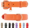 Leder Hundehalsband mit optimaler Passform, William Walker, aus Echtleder, verstellbar, weich gepolstert, robust, pflegeleicht, Amber (Orange), Größe M