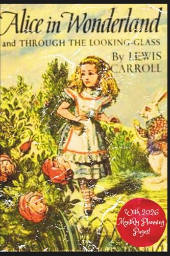 'Alice in Wonderland' Mini Pocket Notebook; A6 (4x6); White Watermarked Paper (Faded Roses Print); Cover Style 3: 100 Pages with BONUS 2026 Monthly Planner!