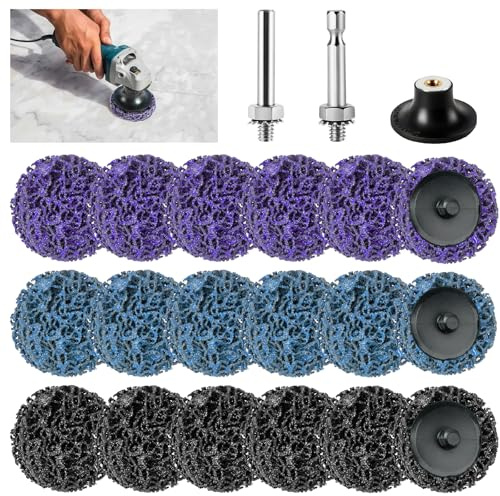 NUTKIT 18 PCS Strip Discs, 50mm Stripping Discs for Angle Grinder | Paint Stripper Metal Disc Set with 1Pallet &6 corner bars, Grinding Cleaning Metal discs Rust for Remover Paint Coat