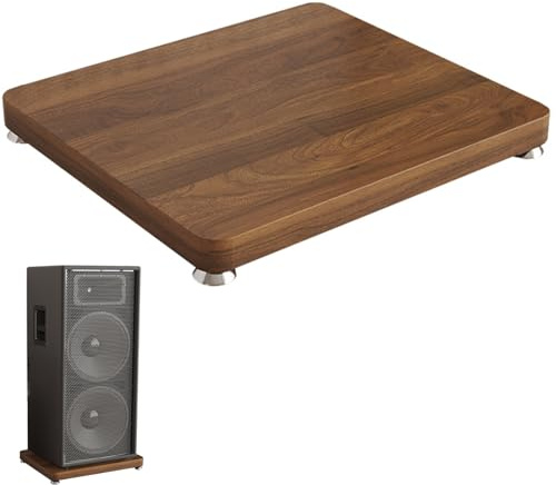 Audio Speaker Isolation Feet Platform Tray With silent foot pads,MDF Subwoofer Isolation Stand,Speaker Stabilizer Base for desktop or floor(Walnut,19x25cm)