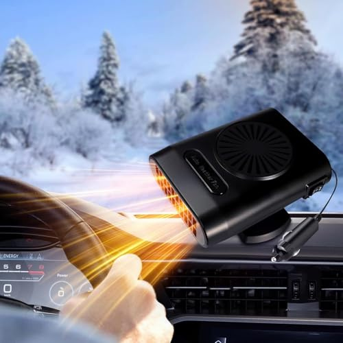 Pipihome Auto Heizung, 2 In 1 Auto Heizung Defroster, 12V 150W Autoheizung Tragbarer, Auto Heizlüfter für Auto Zigarettenanzünder 360° Drehbar Scheibenheizung für KFZ Wohnmobil