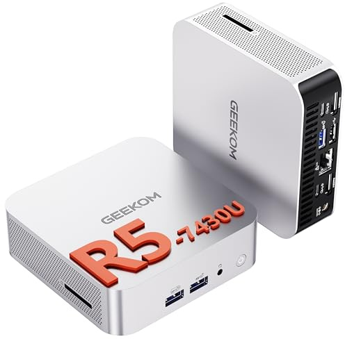 GEEKOM [2026 The Best Mini PC A5 PRO Mini PC Windows 11 Pro,with AMD Ryzen 5 7430U(Up to 4.4GHz) 16GB RAM & 512GB(Upgradable) SSD,Dual HDMI Quad Display/WIFI 6/6×USB for Video Editing/Graphic Design