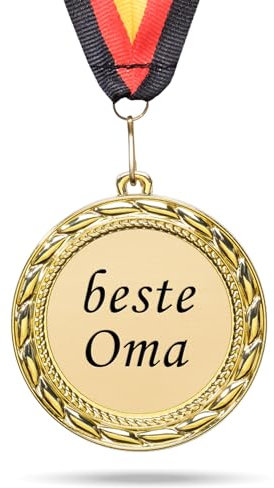 andSmile Medaille mit Gravur - Beste Oma - Orden aus hochwertigem Metall - Oma Geschenk zum Geburtstag, Weihnachten - Geburtstagsgeschenk für Oma von Enkel