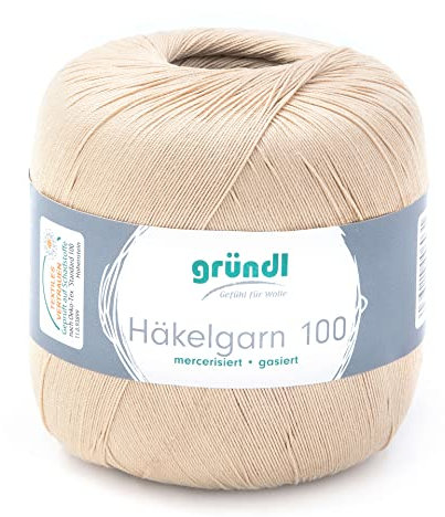 Häkelgarn 100 Gründl 100% Baumwolle, Filetgarn,häkeln, 100g 566 m,NS -2,Stärke 10 (103 sand)