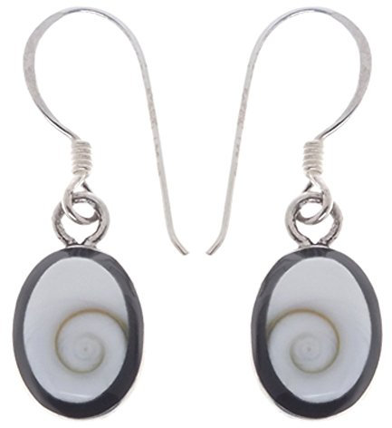 Chic-Net Shivaauge Silberohrringe schwarz oval Rand 10 mm Ohrringe Ohrhänger 925er Silber Shiva Auge Eye