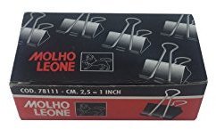Molho Leone - 78111 Clip ferma carta, Confezione da 12 Pezzi, lunghezza 25mm, fermafogli a clip, Nero
