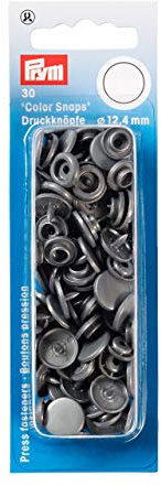 Prym 393145 Nähfrei Druckknopf Color Snaps rund 12,4 mm Silbergrau, Kunststoff, 12.4 mm