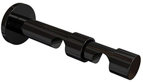 Flairdeco Träger offen mit Schraubkappe für 20 mm Ø Gardinenstange, 2-läufig, Metall, Schwarz