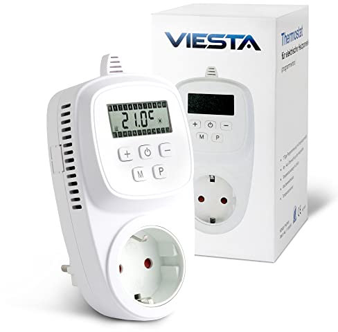 VIESTA® TH12 Thermostatstecker 230 V – digitaler Temperaturregler für Steckdose mit Display – geeignet für Infrarotheizung, Heizpaneele, Elektrogeräte