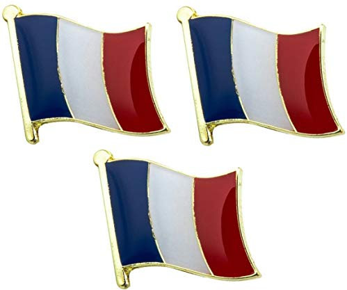 set of 3 x Flag of France French Pin Badges