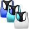 ANGOOL Damen Komfort Klassische Racerback Sport BH Top Fuer Yoga Fitness-Training, Blau + Weiß + Grün, S Fit 65B 65C 65D 70BC 70D 75BC