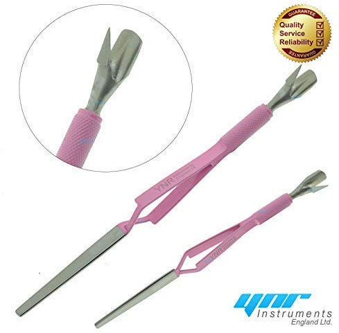 YNR Acrylic Nail Pinching Tool Magic Wand C Curve Nail Puncher Multi Function Tool Cuticle Pusher Cleaner Manicure (Pink)