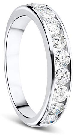 Orovi Damen Diamant Ring Weißgold, Ewigkeitsring Eternity Ring 9 Karat (375) Gold und Diamanten Brillanten 1.0 Ct, Ehering