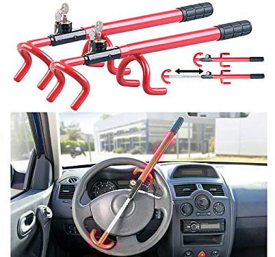 Lescars Lenkradsperre: 2er-Set Universal-Lenkradkrallen zur Auto-Diebstahlsicherung, Schloss (Lenkradsperre Auto, Kfz-Lenkradkrallen, Wegfahrsperre)
