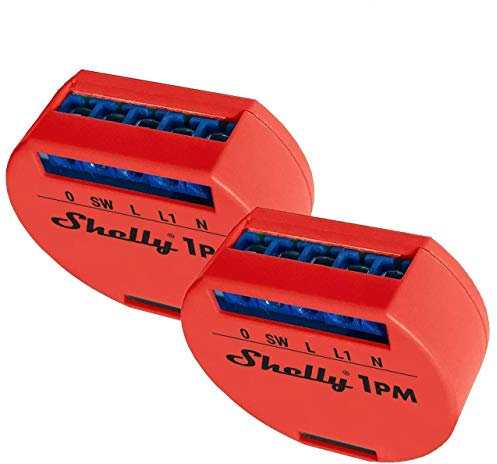 Shelly 1PM - Relè wireless con interruttore automazione domestica, Amazon Alexa e Google Home, confezione da 2