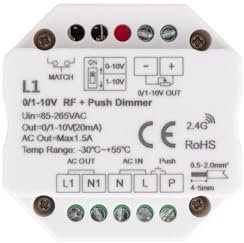LEDKIA LIGHTING Regolatore LED 1-10V RF/Pulsante Bianco
