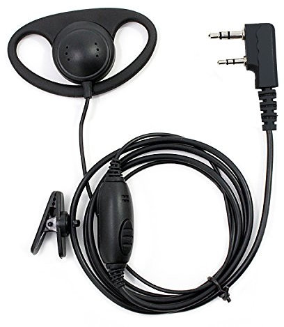 Kyrio Auricular de Radio de Dos vías, 2 Pines de vigilancia en Forma de D con micrófono PTT, Compatible con radios Baofeng UV5R 888S UV-82HP BF-F8HP Kenwood RT H-777 RT21 RT22 (1 Paquete)