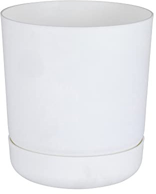 Satina Pot de fleurs avec soucoupes pour jardin et intérieur (Ø 25 cm), blanc)