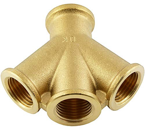 Fittingteile - Messing 3-fach Verteiler mit 4x Innengewinde Druckluft Wasser Fittinge (Gewindegröße: G 1/2)