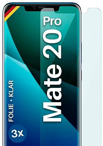 moex FlexProtect Schutzfolie kompatibel mit Huawei Mate 20 Pro Displayschutz nur 0.2 mm dünn, Folie für das Display, HD Ultra klar und extra kratzfest - 3 Stück