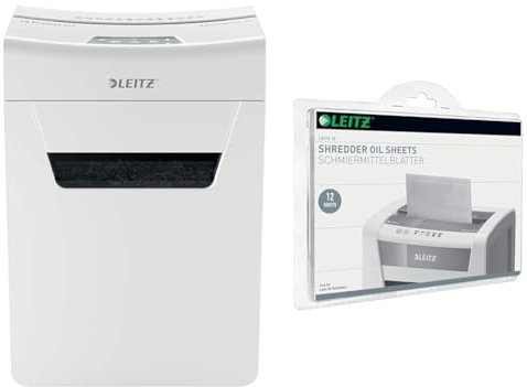 Leitz IQ 6M Premium Aktenvernichter P5 für Büro und Zuhause & Ölblätter, 12 Stück, für IQ und Andere Marken, 80070000