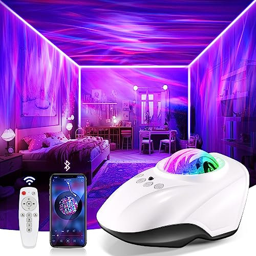 Sternenhimmel Projektor Kinder, 8 White Noise+Bluetooth Galaxy Projector, 8 Farben 4 Helligkeit Baby Dimmbar, LED Sternenhimmel Projektor