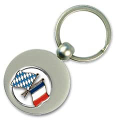Yantec Schlüsselanhänger Bayern - Frankeich mit Einkaufswagenchip, Bayernflagge Einkaufs-Chip für den Einkaufswagen aus Metall