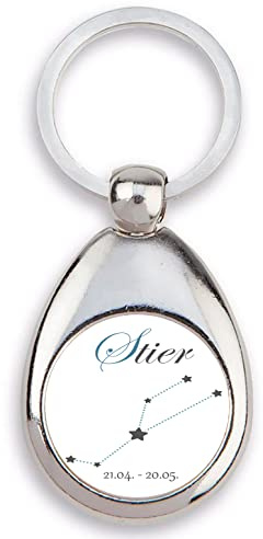 Blickfang Schlüsselanhänger mit Sternzeichen & Einkaufswagen Chip, Horoskop, Geschenk Metall Silber, Fische, Widder, Zwillinge, Krebs, Löwe, Jungfrau, Waage, Skorpion, Schütze, Steinbock (Stier)