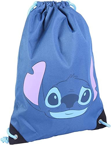 CERDÁ LIFE'S LITTLE MOMENTS Bolsa Mochila Cuerdas Infantil de Stitch-Licencia Oficial Disney, Saco Unisex niños, Azul, Pequeño