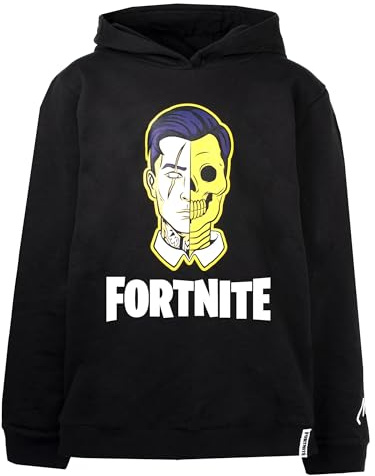 Fortnite – Hoodie für Jungen – Schwarzes Sweatshirt Skull Trooper-Motiv – Hoodie aus 100% Baumwolle – Offizielles Merchandise