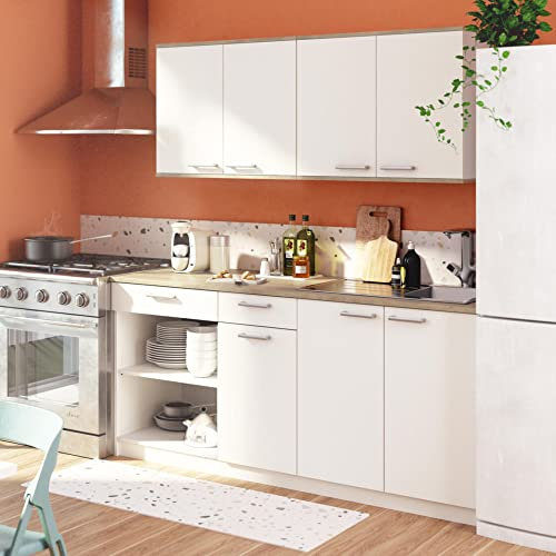 Miroytengo Cocina Modular Con Dos Armarios Superiores Cooking y Un Módulo Inferior en Blanco Mate