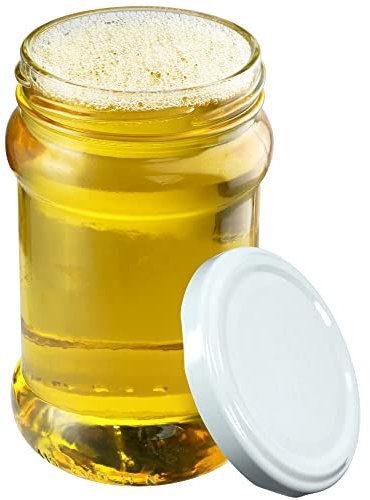 KADAX 100st Einmachgläser 315 ml mit fi66 mm Schraubdeckel für Honig, Dessert, Marmeladen | Luftdichte Gläschen, Einmachglas, Rundgläser, Konfitürengläser, Honiggläser (100 Stück, Weiß)