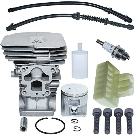 Haishine 41 mm Zylinderkit Accessoires Zylinder Kolben für Husqvarna 435 440 445 340 268 135 135e 140 Kraftstofffilter + Zündkerze + Luftfilter Teile Motor Accessoires