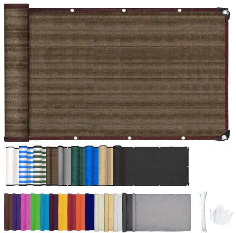 ZHHAN Balkon Sichtschutz Wind- und UV-Schutz Balkon Sichtschutz für Terrasse, Hinterhof, Terrasse, Balkon inkl. Kabelbinder 8 Tage Lieferzeit 9 Farben 48 Größen(0.5x7m,Braun)
