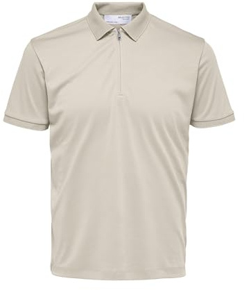 SELECTED HOMME Herren Slhfave Zip Ss Polo Poloshirt