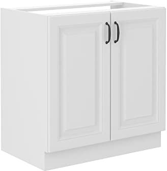 Mirjan24 Küchenschränke Retroline Unterschrank Hängeschrank Spülenunterschrank Herdumbauschrank Eckunterschrank Backofenschrank Küchenzeile (Weiß, Unterschrank 80 ZL-2F BB)