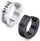 PSOWQ Hoop Ohrring Herren Nordischer Wikinger - Amulett Schutz Schmuck Geschenke Edelstahl Herren Ohrstecker mit Nordic Elder Futhark Runen, 1 Paar - Schwarz+Silber
