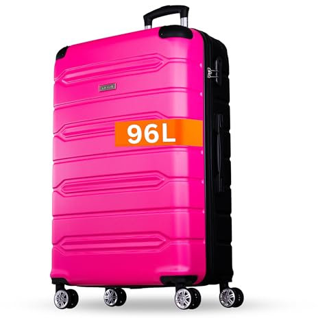 NOWI Hartschalenkoffer XL Groß – 96L Volumen – 8 Rollen 360° drehbar – Leichter ABS Koffer mit Zahlenschloss & Teleskopgestänge – Reisekoffer, Koffer Groß, Koffer, Trolley (pink, XL)